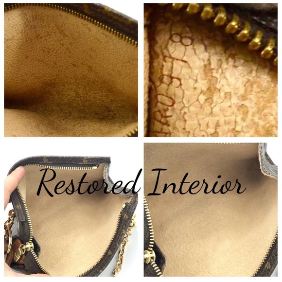 Authentic LOUIS VUITTON Pouch Purse Bag LV Purse Monogram Restored interior - Picture 7 of 10